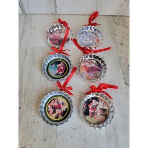 Trim a tree coke bottle caps coca cola Santa Claus ornament Xmas vintage set
